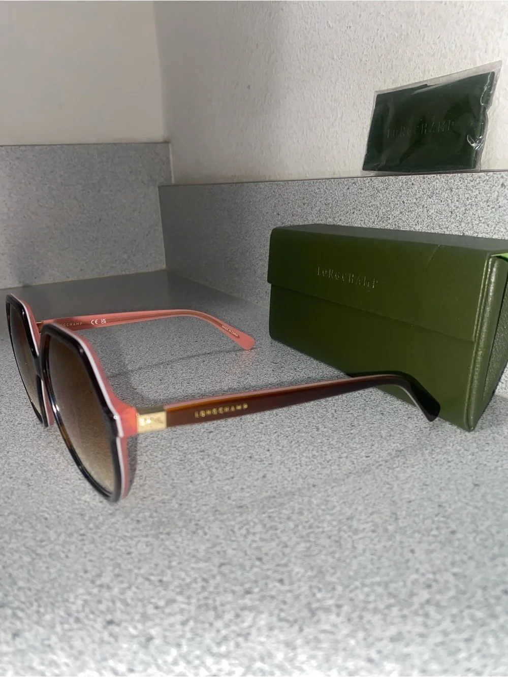 Longchamp LO707S 208 (Havana/Rose) Geometric/Hexagonal Sunglasses 58-15-140 NWOT